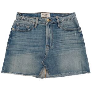 Frame Le Mini Stoneview Denim Skirt Womens 24 Blue Casual Mini High Rise Cotton